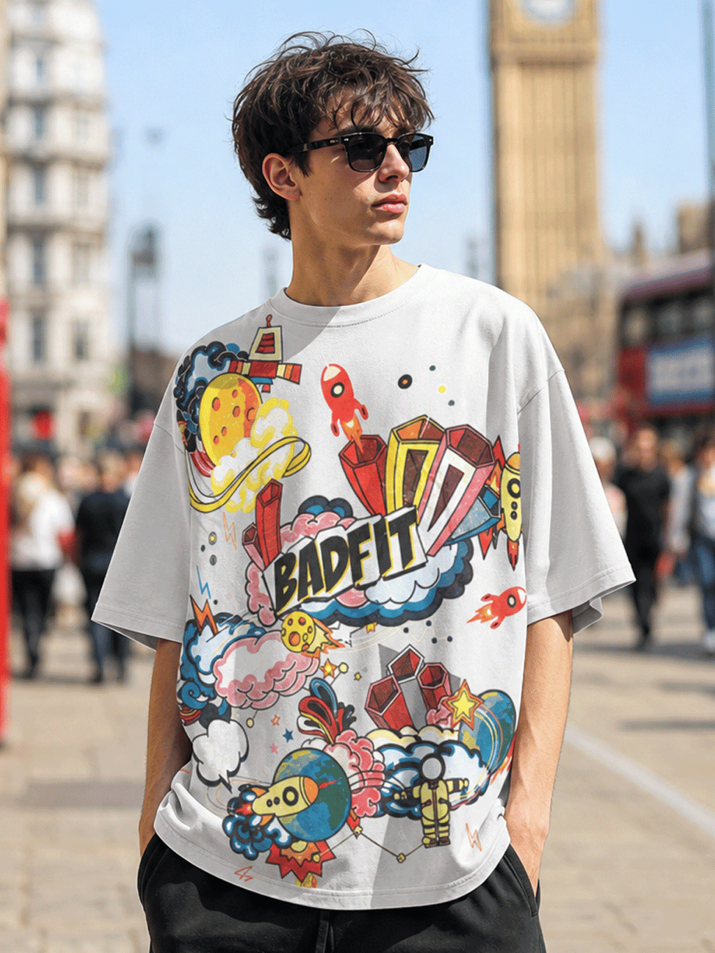 SPACED OUT T SHIRT GREY