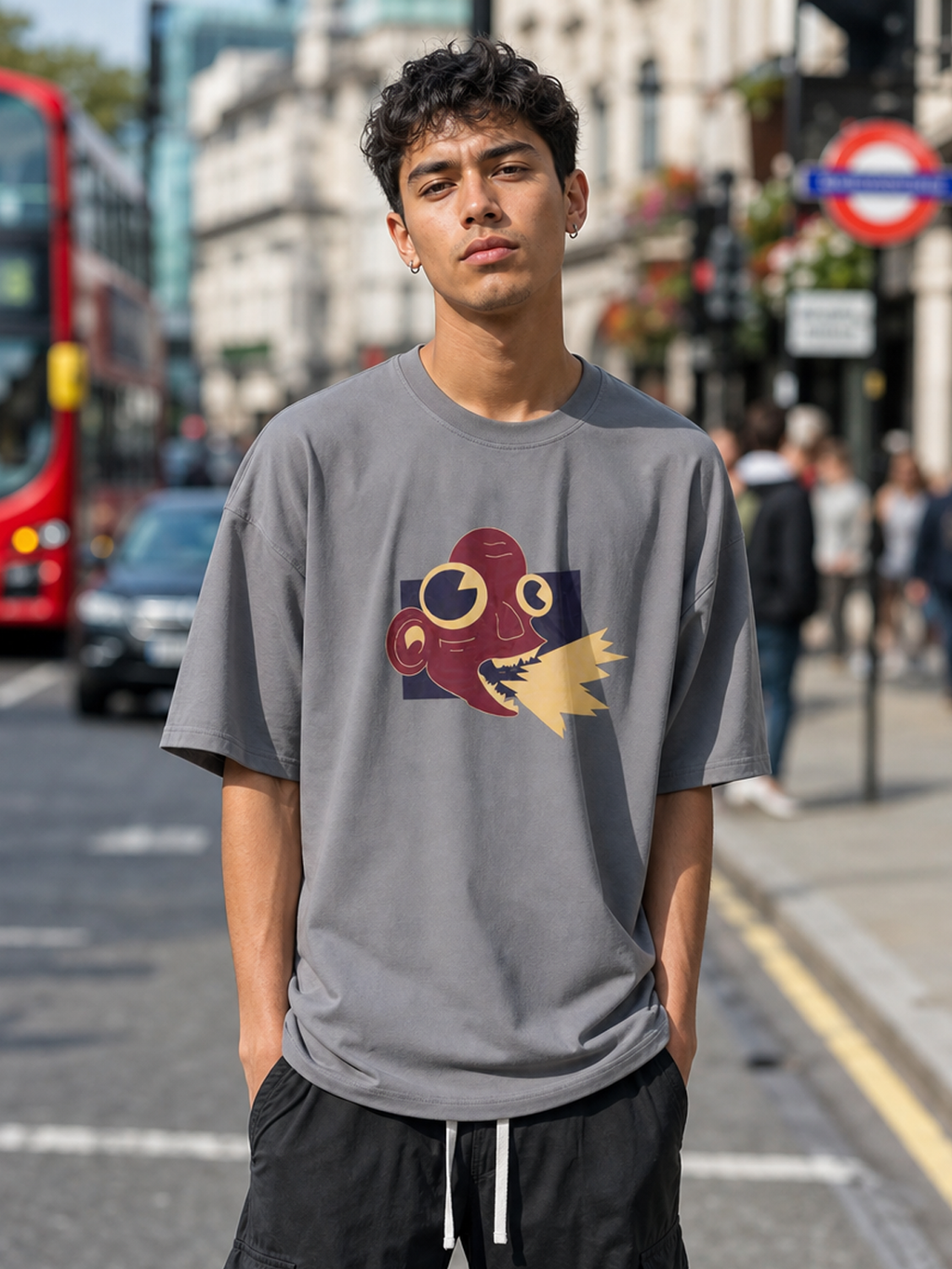 MONSTER FISH GREY T SHIRT