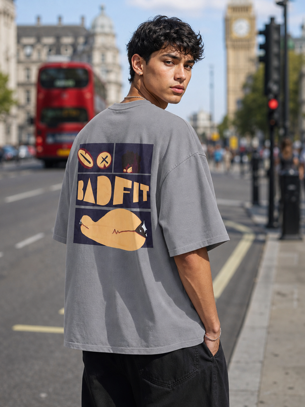 MONSTER FISH GREY T SHIRT