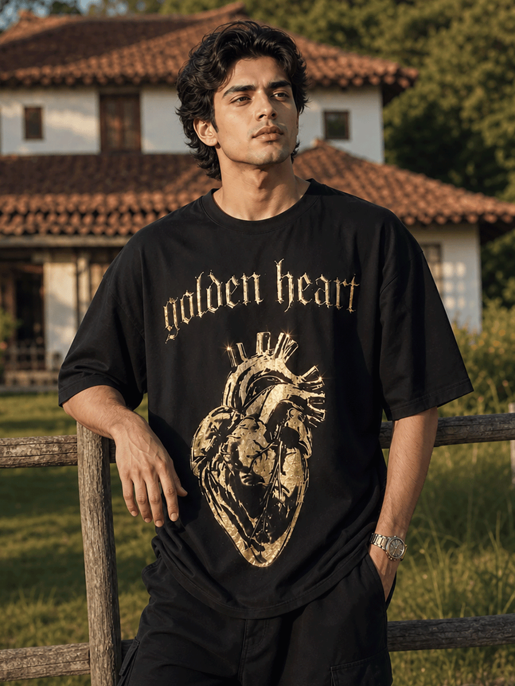 GOLDEN HEART T SHIRT