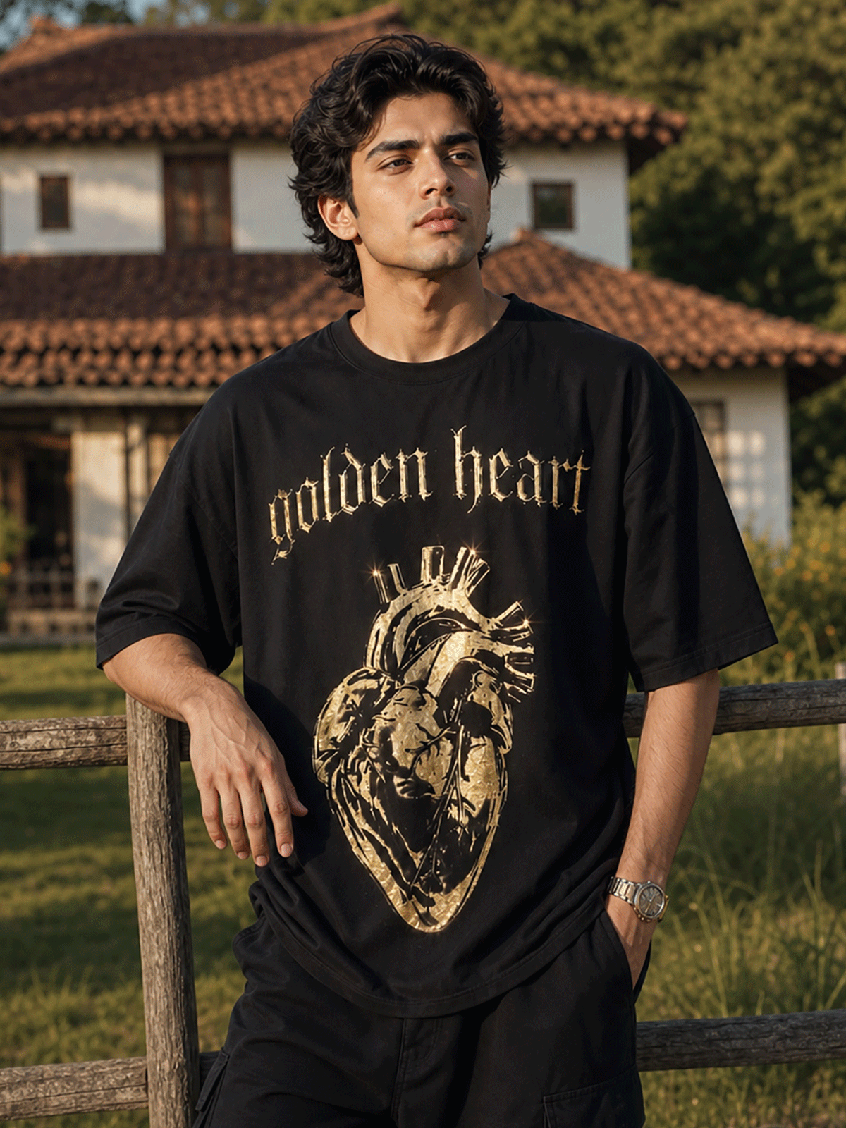 GOLDEN HEART T SHIRT