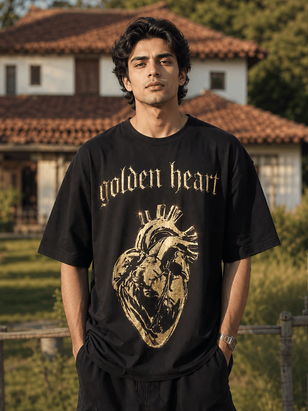 GOLDEN HEART T SHIRT
