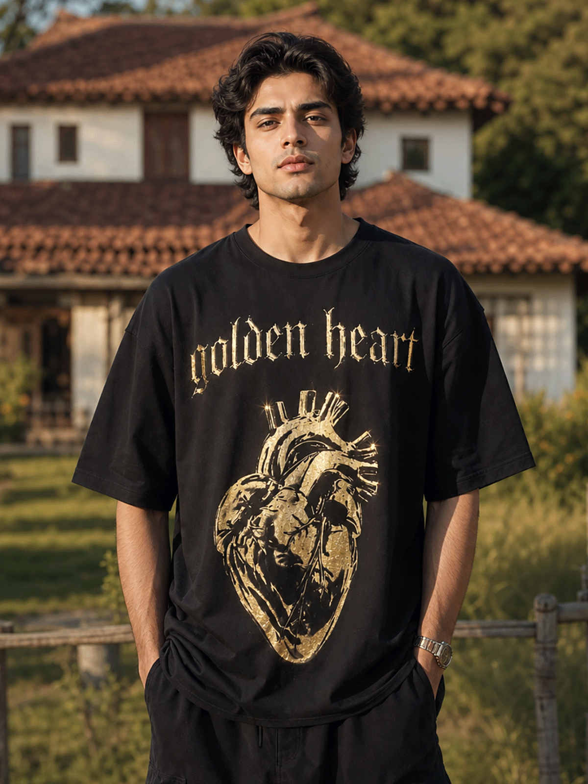 GOLDEN HEART T SHIRT