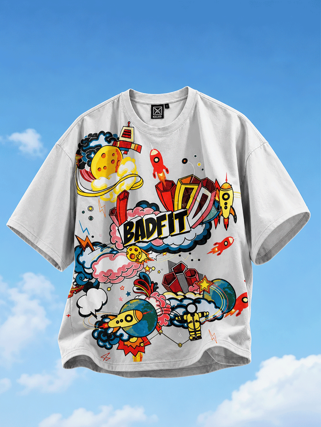 SPACED OUT T SHIRT GREY
