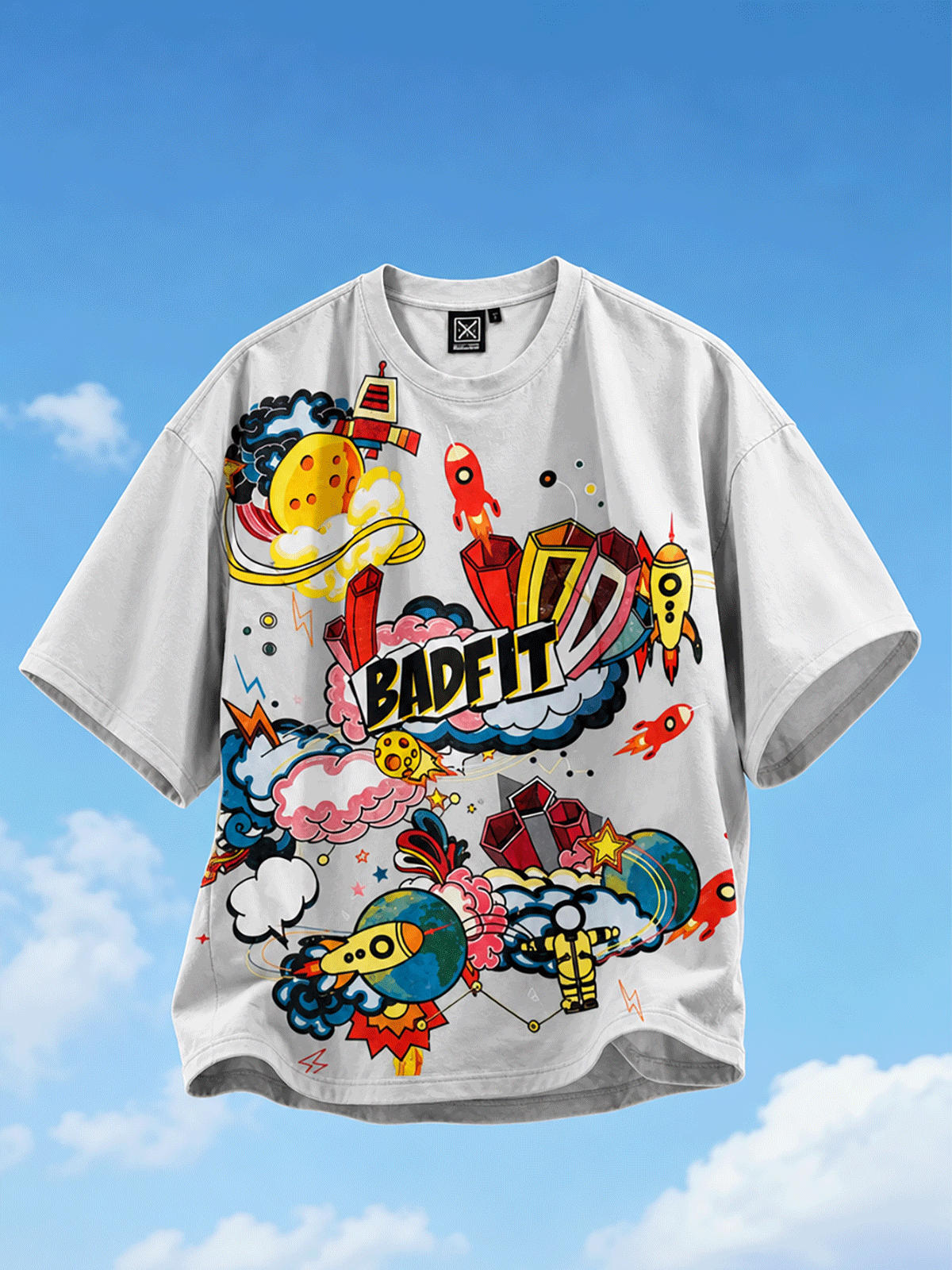 SPACED OUT T SHIRT GREY
