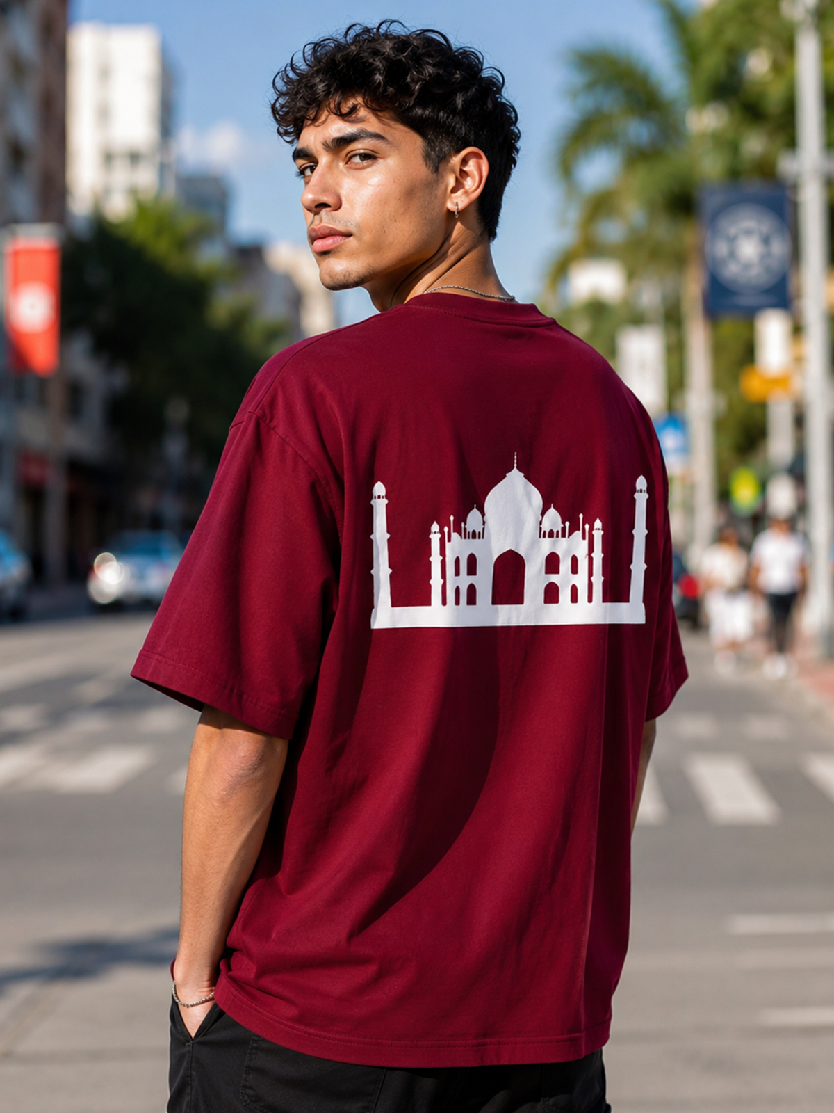 TAJ MAHAL MAROON T SHIRT